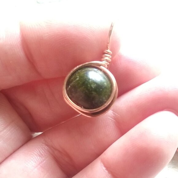 Medium Green-Brown Stone Drop Earrings ~ Rustic & Rugged Elemental Elegance - Picture 4 of 10